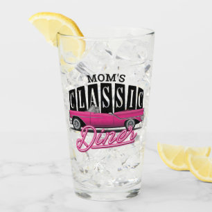 Mum's Diner Custom Name Faux Neon 50's Classic Car Glass