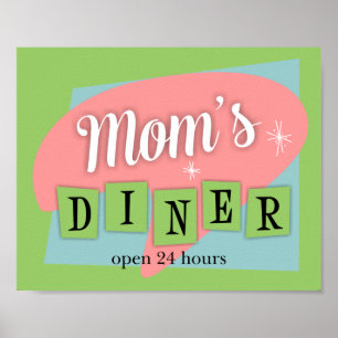 Mum's Diner Custom Retro Kitchen Print