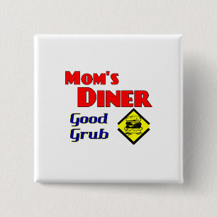 Mum's Diner Good Grub Retro Restaurant 15 Cm Square Badge