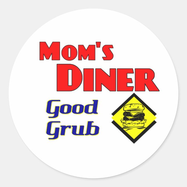 Mum's Diner Good Grub Retro Restaurant Classic Round Sticker (Front)