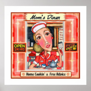 Mum's Diner Retro Kitchen Art Poster Print