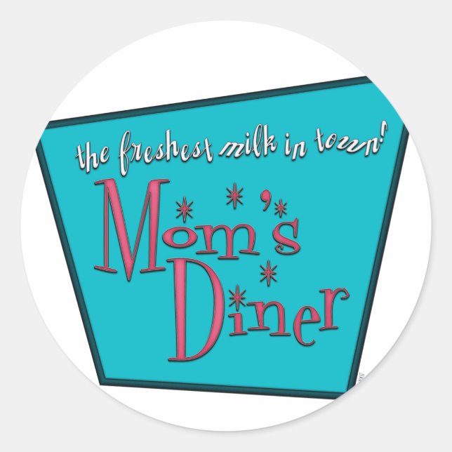 Mum's Diner Retro Pro-Breastfeeding Design Classic Round Sticker (Front)