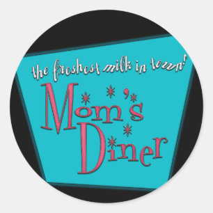 Mum's Diner Retro Pro-Breastfeeding Design Classic Round Sticker