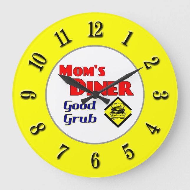Mum's Diner Retro Yellow Kitchen Clock (Front)