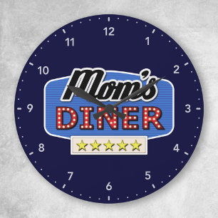 Mum's Diner Sign Large Clock