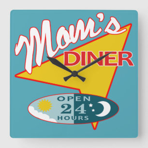 Mum's Diner Square Wall Clock