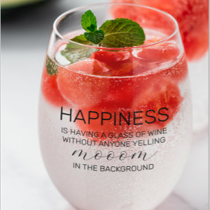 Mum's Escape Happiness is Funny Mother's Day Stemless Wine Glass