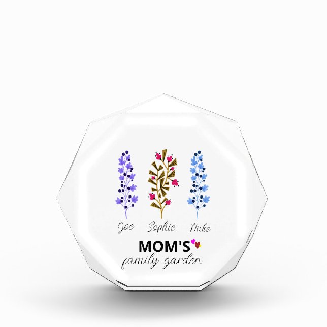 Mum's Family Garden Photo Block Personalised Gift (Front)
