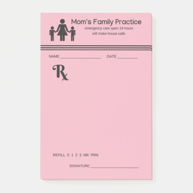 Mum's Family Practice Prescription Pad Post-it Notes (Front)