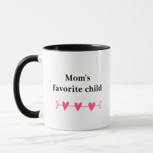 "Mum's favourite child" funny quote with hearts Mug