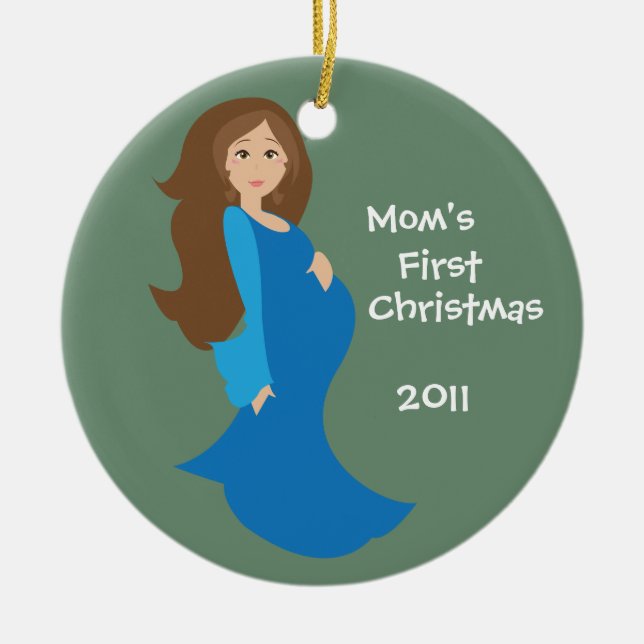 Mum's First Christmas Ornament - Blue Personalised (Front)