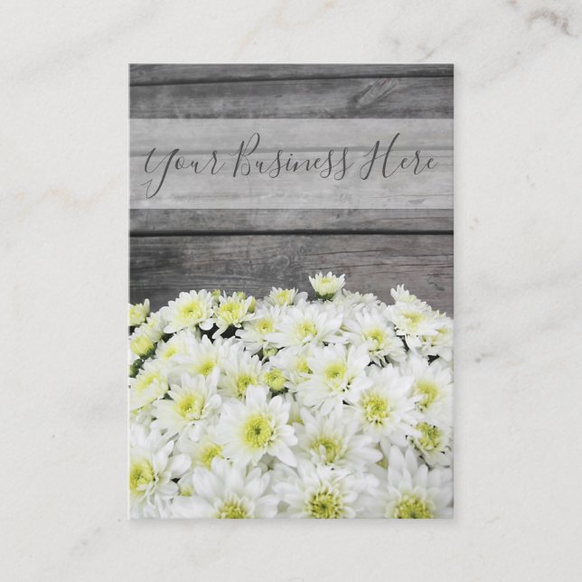 Mums Floral Plant Wooden Boards Pretty Business Card (Front)