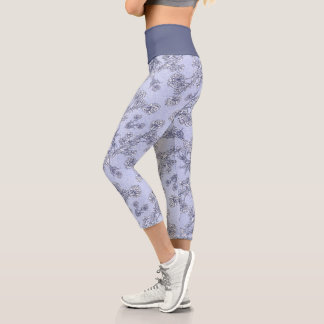 Mums Flower Overlay Lace Capri Leggings