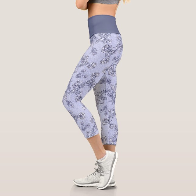 Mums Flower Overlay Lace Capri Leggings (Left)
