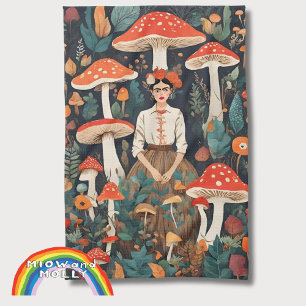 Mum's Frida Mushroom Forest foraging Christmas Tea Towel