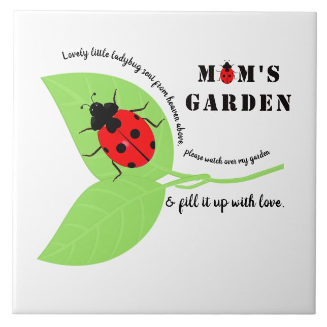 Mum's Garden Ladybug Large Ceramic Tile (Front)