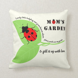Mum's Garden Ladybug Square Throw Pillow