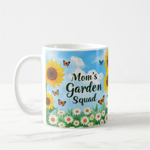 Mum's Garden Squad Sunflowers Daisies Butterflies Coffee Mug