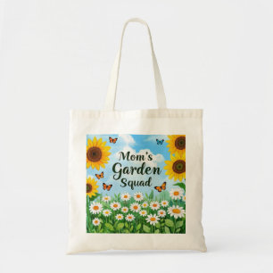 Mum's Garden Squad Sunflowers Daisies Butterflies Tote Bag