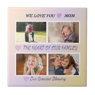 Mum's Grace - Pastel 4 Photo Tribute Ceramic Tile