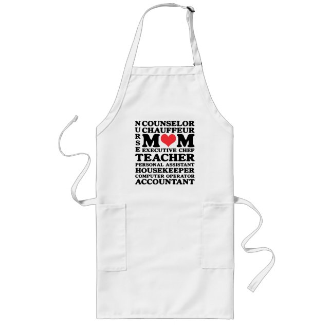 Mum's Jobs Mother's Day Long Apron (Front)