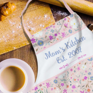 Mum's Kitchen Ditsy Flowers Pink Apron