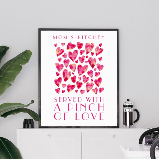 Mum's Kitchen Pink Love Heart Quote Art Poster (Creator Uploaded)