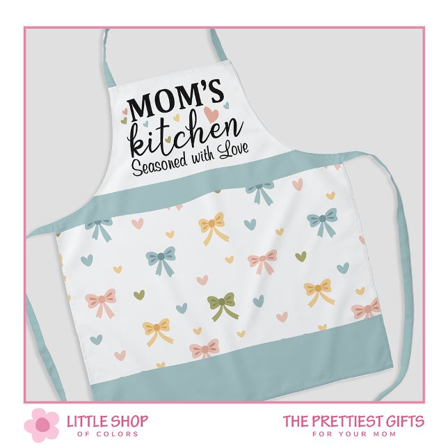 Mum's Kitchen Seasoned with Love Bows Hearts Apron (Creator Uploaded)