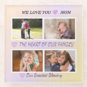 Mum's Light - Pastel 4 Photo Tribute Glass Coaster