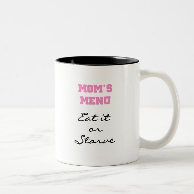 Mum's Menu T-shirts and Gifts Two-Tone Coffee Mug (Right)