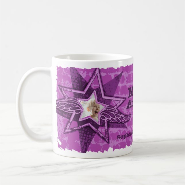 Mum's/Mom's Angels in stars purple mug (Left)