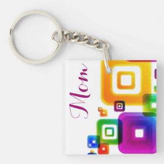 Mum's Photo Abstract Design Keychain