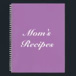 Mum's Recipes, Mother's day or Birthday gift Noteb Notebook<br><div class="desc">Mum's Recipes,  Mother's day or Birthday gift Notebook
customise name monogram text or leave it as is
white letters,  lavender lilac background,  spiral bound
great gift for mum!</div>