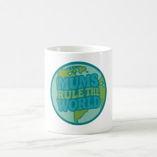 Mums Rule the World Retro Globe Coffee Mug