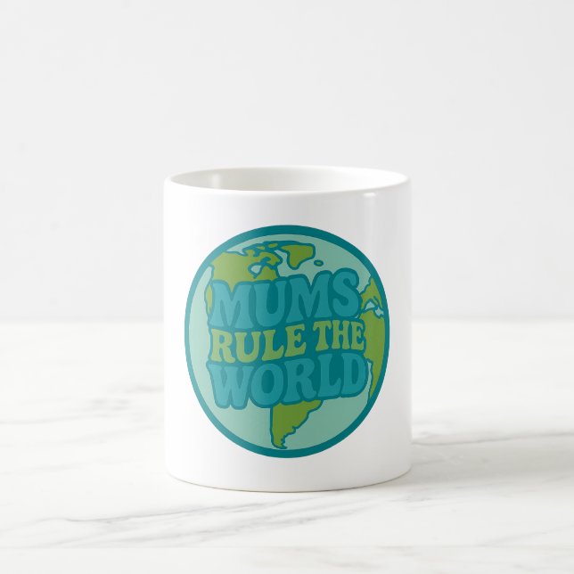 Mums Rule the World Retro Globe Coffee Mug (Center)