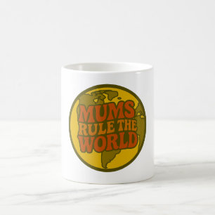 Mums Rule the World Retro Globe Coffee Mug