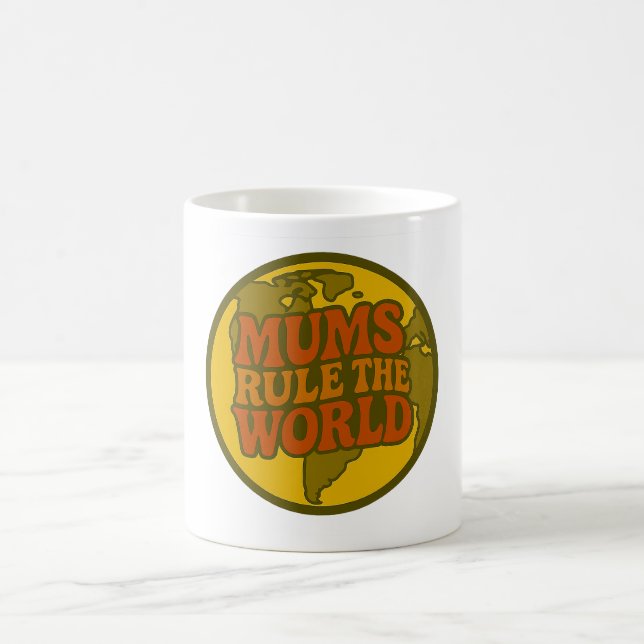 Mums Rule the World Retro Globe Coffee Mug (Center)