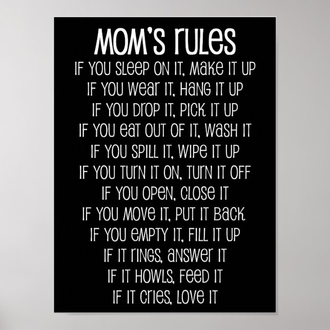 Mum's Rules Poster (Front)