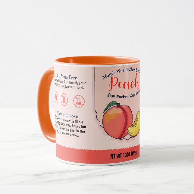 Mum's World Class Peach Love Jam Mug (Front Left)