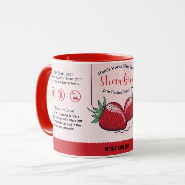 Mum's World Class Strawberry Love Jam Mug (Front Left)