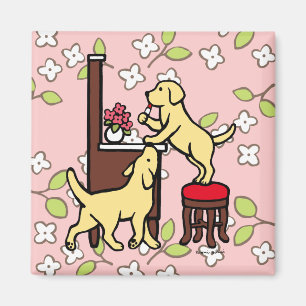 Mum's Yellow Lab Puppy Duo Magnet