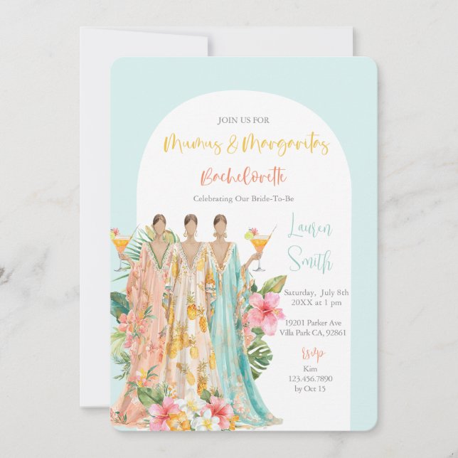 Mumu's and Margaritas Tropical Bachelorette Party Invitation (Front)