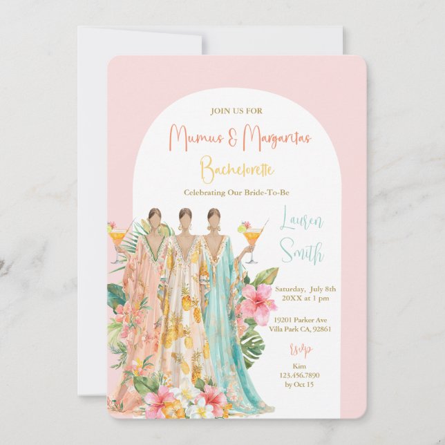 Mumu's and Margaritas Tropical Bachelorette Party Invitation (Front)