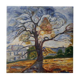 Munch The Oak Tree Expressionist Nature Art Ceramic Tile
