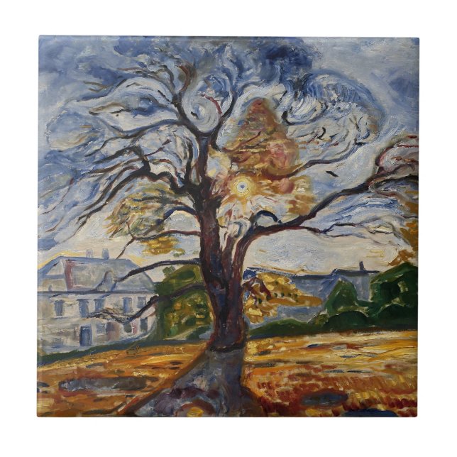 Munch The Oak Tree Expressionist Nature Art Ceramic Tile (Front)