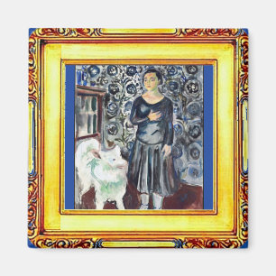 Munch, Woman and a White Dog Magnet
