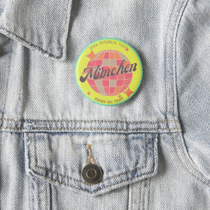 München Bayern Deutschland Retro neon yellow  3 Cm Round Badge