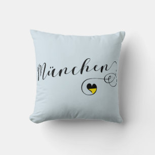 München Heart Throw Pillow,  Munich Bavaria Cushion