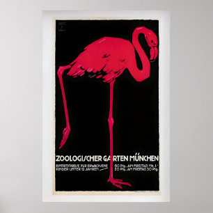 Munchen Zoo - Flamingo by Ludwig Holwein  Vintage Poster