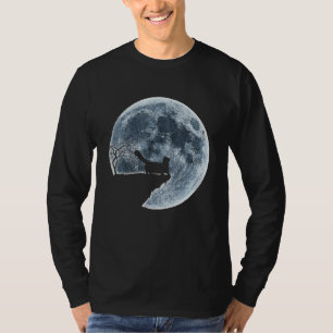 Munchkin Cat Halloween Costume Moon Silhouette T-Shirt